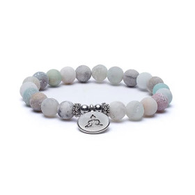 Mala/bracelet en Amazonite élastique avec Bouddha -- 0.8 cm
