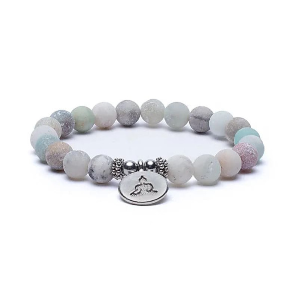 Mala/bracelet en Amazonite élastique avec Bouddha -- 0.8 cm