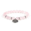 Mala / bracelet quartz rose élastique avec Lotus -- 0.8 cm