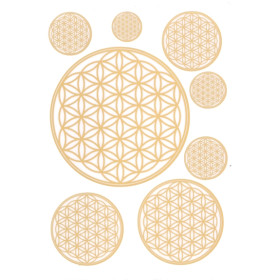 Autocollant Fleur de Vie - Doré - Planche de 8 stickers