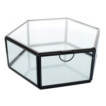 Boîte en verre et métal Hexagonale 1 compartiment Noire GM