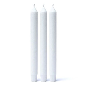 Emballé par 25, Bougie de table non parfumée Ã  la stéarine blanche -- 23x2cm