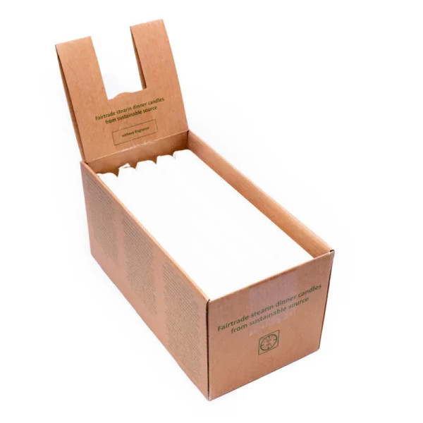 Emballé par 25, Bougie de table non parfumée Ã  la stéarine blanche -- 23x2cm