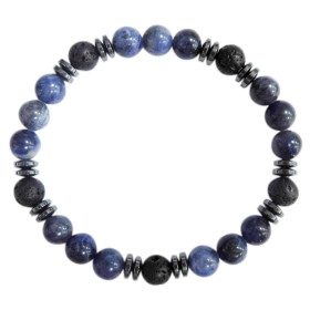 Bracelet H Sodalite, Pierre de lave Perles rondes 8 mm