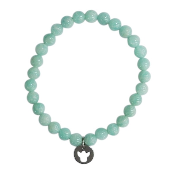 Bracelet Amazonite Perles rondes 6 mm Breloque ange