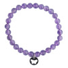 Bracelet Améthyste Perles rondes 6 mm Breloque papillon
