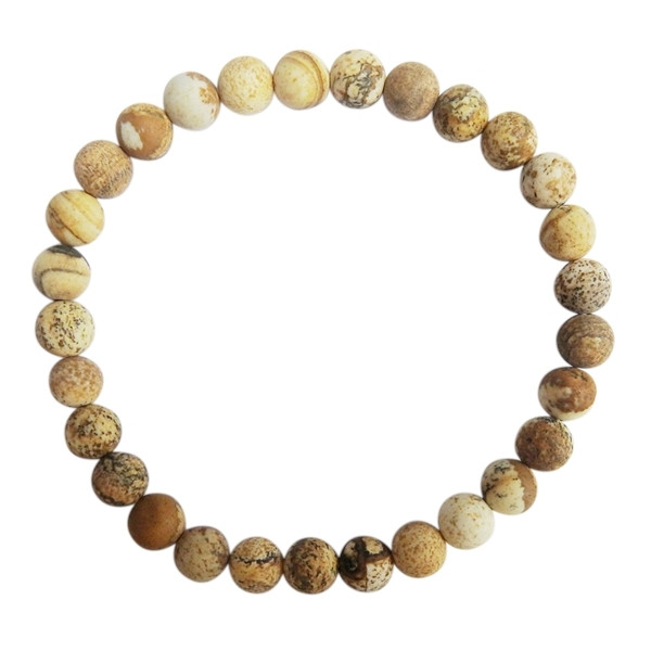 Bracelet Jaspe paysage Perles rondes 6 mm Mates