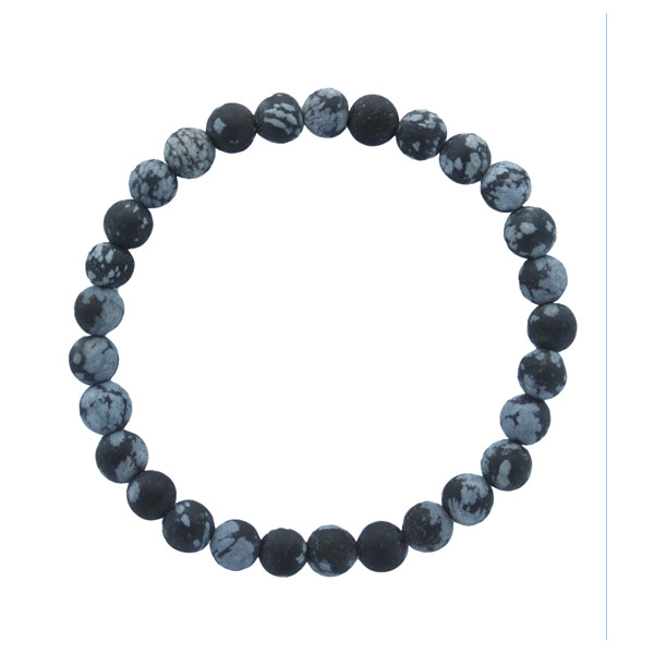 Bracelet Obsidienne mouchetée Perles rondes 6 mm Mates