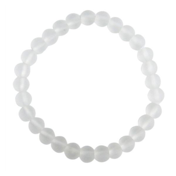Bracelet Cristal de Roche Perles rondes 6 mm Mates