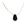 Collier Onyx Noir briolette Fil coton doré