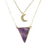 Collier Améthyste Triangle et Lune Chaîne dorée