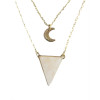 Collier Quartz Rose Triangle et Lune Chaîne dorée