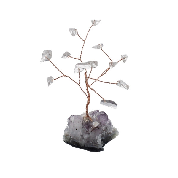 Arbre du Bonheur Cristal de Roche 12 pierres
