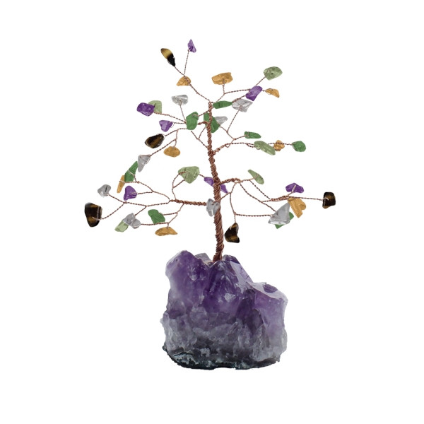 Arbre du Bonheur Quartz multicolore 45 pierres