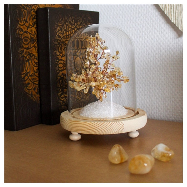 Arbre du Bonheur sous cloche Citrine