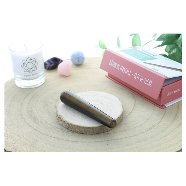 Bâton de Massage Arrondi en Oeil de Tigre