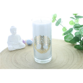 Bougie en Cire végétale Blanche Arbre de vie