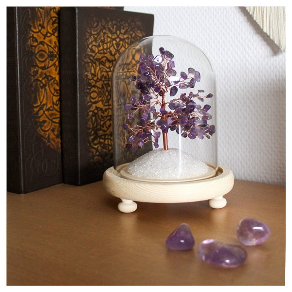 Arbre du Bonheur sous cloche Améthyste