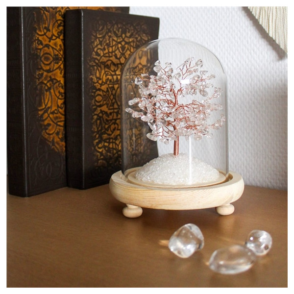 Arbre du Bonheur sous cloche Cristal de Roche