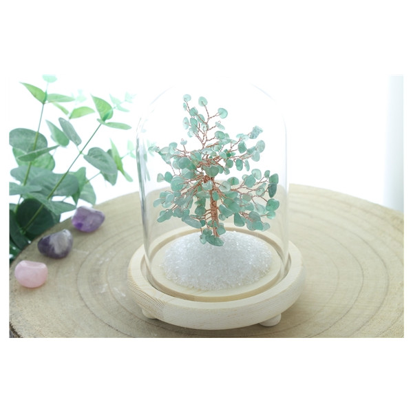 Arbre du Bonheur sous cloche Aventurine Verte