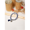 Bracelet Sodalite Perles rondes 8 mm Pompon Breloque Gratitude