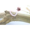 Bracelet Quartz Rose Perles rondes 8 mm et Breloque Coeur