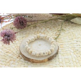 Bracelet Lucky Karma Bois clair Perles rondes 10 mm