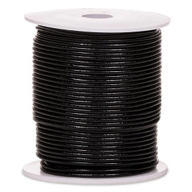 Cordon de cuir noir 50 mètres -- 0,2 cm