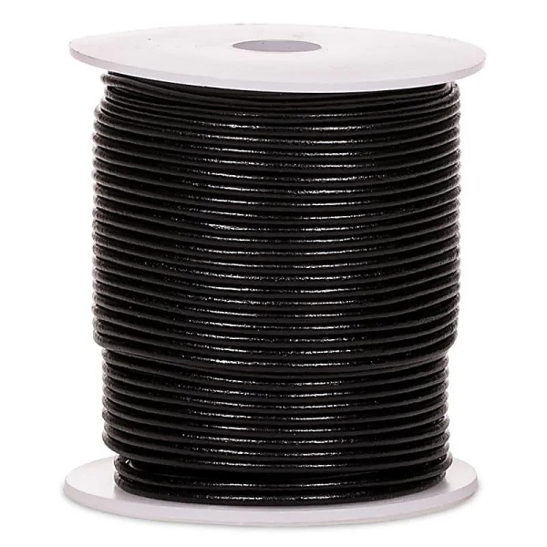 Cordon de cuir noir 50 mètres -- 0,2 cm