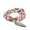 Mala Rhodonite/ Quartz gris + plume -- 0.8cm