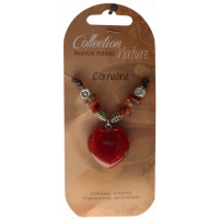 Collier pendentif cœur et perles baroques - Cornaline Chauffée