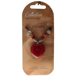 Collier pendentif cœur et perles baroques - Cornaline Chauffée
