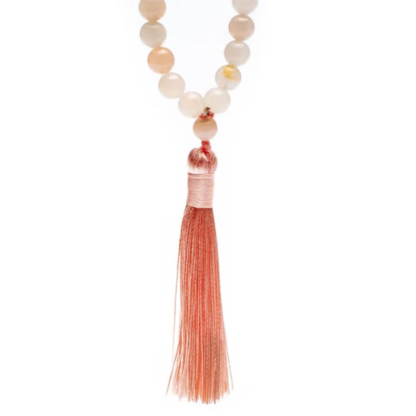 Mala Aventurine rose avec pompon -- 0.8cm
