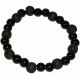 Bracelet Onyx Perles rondes 8 mm et Perles bois teinté noir 1 cm
