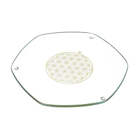 Sous verre Energyplate fleur de vie - or - petit -- 9 cm