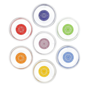 Verre Mythos SET 7 chakra - symboles et textes -- 7x250 ml