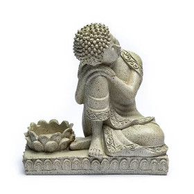 Bouddha avec bougeoir gris -- 394 g； 17.5 cm