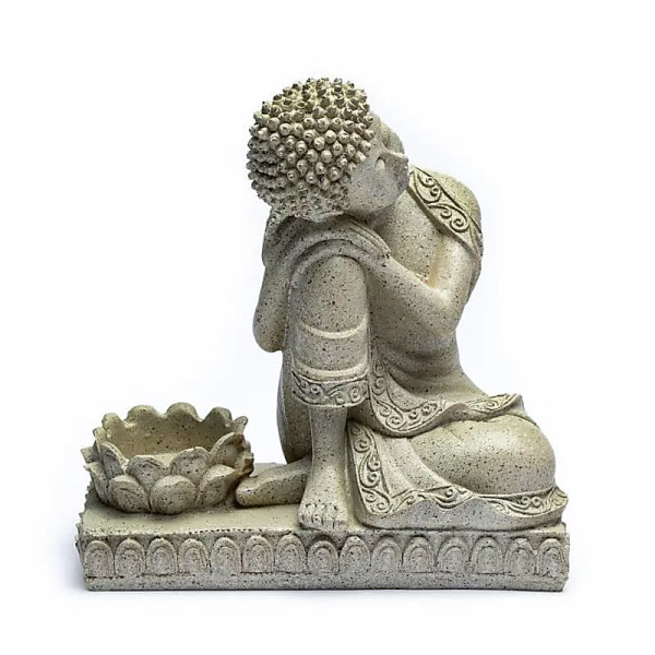 Bouddha avec bougeoir gris -- 394 g； 17.5 cm