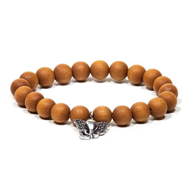 Mala / bracelet élastique Sandelwood avec Ganesh -- 0.8 cm