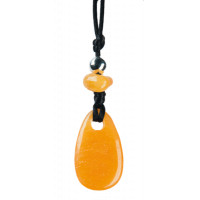Collier Calcite Orange Perle métallique Cordon noir
