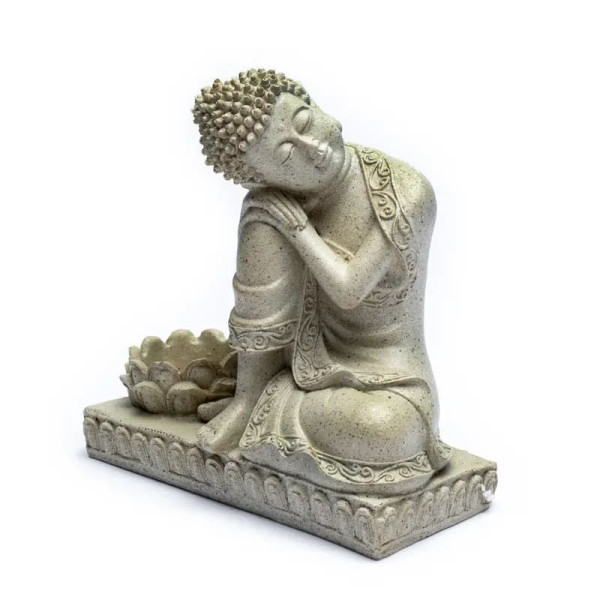 Bouddha avec bougeoir gris -- 394 g； 17.5 cm