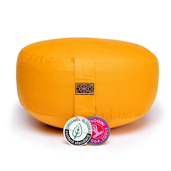 Coussin de méditation Jaune coton BIO (OCS) -- 33x17cm； ±2300g