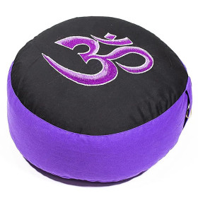 Coussin méditation OHM violet/noir -- 33x17 cm