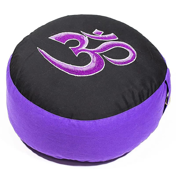 Coussin méditation OHM violet/noir -- 33x17 cm
