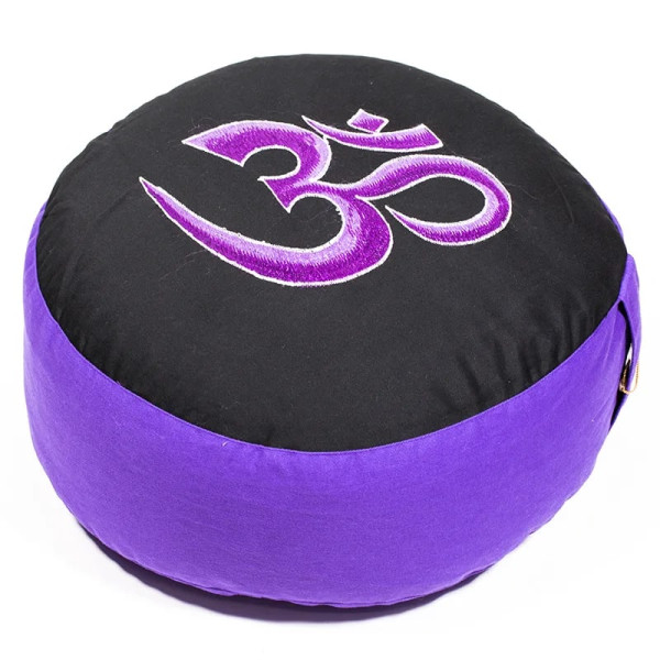 Coussin méditation OHM violet/noir -- 33x17 cm