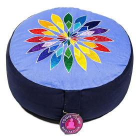 Coussin méditation Bleu fleur multicolore -- 33x17 cm