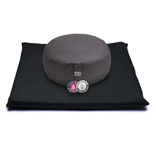 SET Méditation Anthracite/ noir coton BIO (OCS) -- 65x65x5 cm； ±2500 g