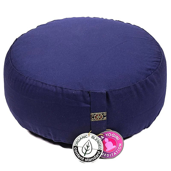 Coussin de méditation Indigo coton BIO (OCS) -- 33x17cm； ±2300g