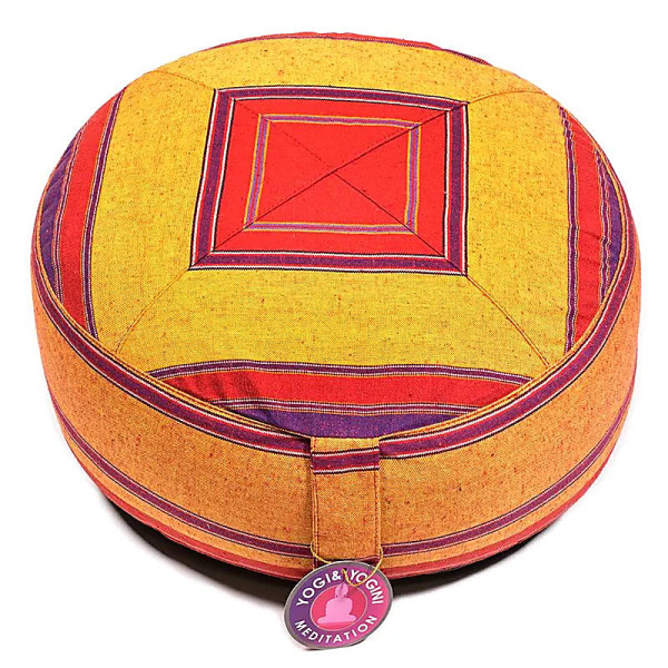 Coussin de méditation motifs rouge/orange -- 33x17 cm