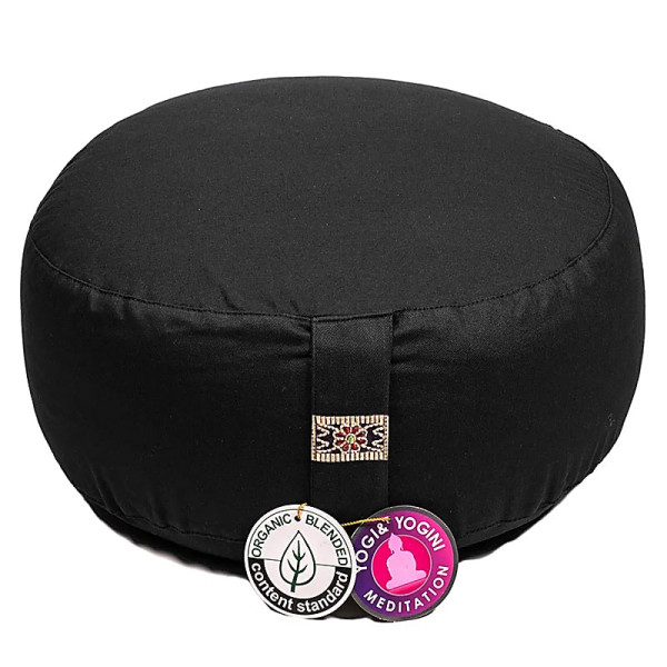 Coussin de méditation Noir coton BIO (OCS) -- 33x17cm； ±2300g